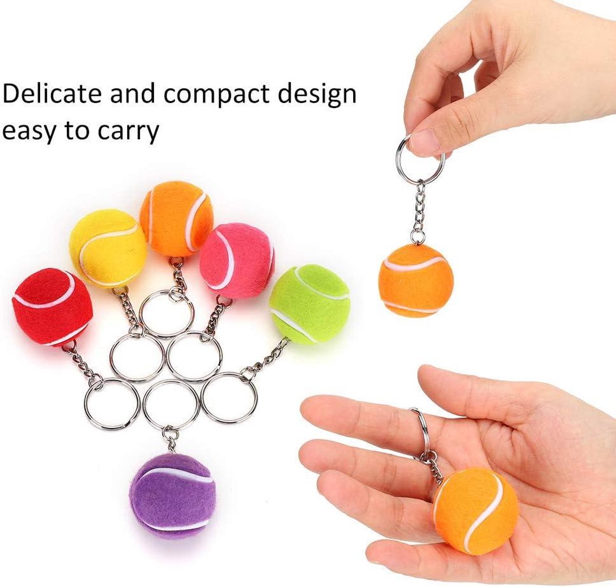 Tennis Key Multi Kleur Fluwelen Sleutelhanger 1.6 inch