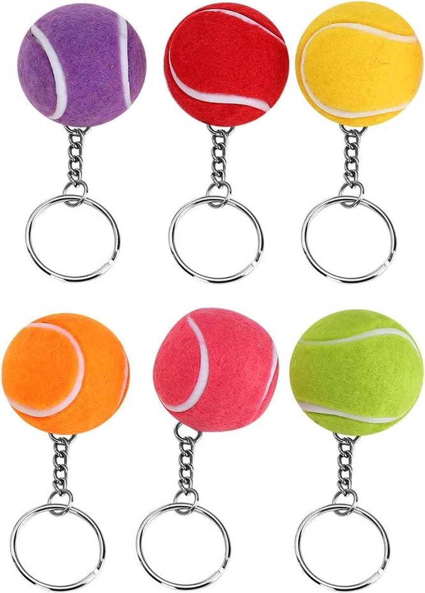 Tennis Key Multi Kleur Fluwelen Sleutelhanger 1.6 inch