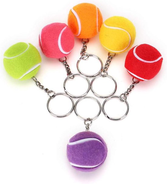 Tennis Key Multi Kleur Fluwelen Sleutelhanger 1.6 inch