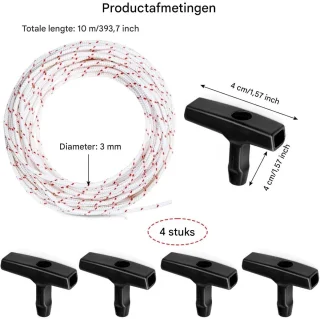Tovbmup Startkabel voor grasmaaier 10 m