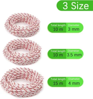 Trekkoord grasmaaier 10m - 3mm diameter - vervangingskoord met 4 handgrepen - ShopVlot