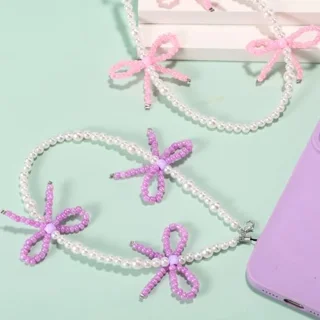 Universeel Kralen Telefoonhangers set van 2 (roze & paars)