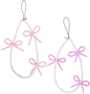 Universeel Kralen Telefoonhangers set van 2 (roze & paars)