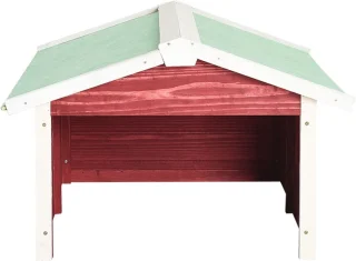 vidaXL Overkapping Grasmaaier 72x87x50 cm Vurenhout Rood Wit