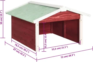vidaXL Overkapping Grasmaaier 72x87x50 cm Vurenhout Rood Wit
