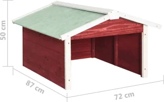 vidaXL Overkapping Grasmaaier 72x87x50 cm Vurenhout Rood Wit