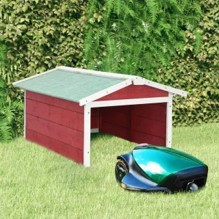 vidaXL Overkapping Grasmaaier 72x87x50 cm Vurenhout Rood Wit
