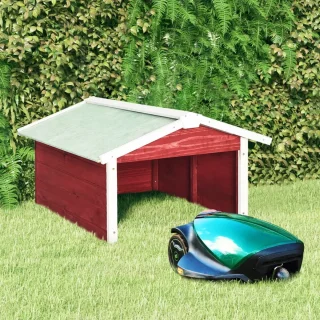 vidaXL Overkapping Grasmaaier 72x87x50 cm Vurenhout Rood Wit