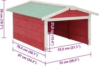vidaXL Overkapping Grasmaaier 72x87x50 cm Vurenhout Rood Wit
