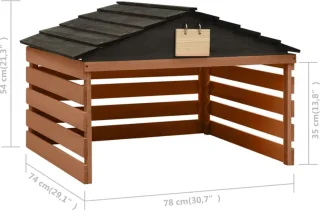 vidaXL Overkapping grasmaaier 78x74x54 cm vurenhout zwart bruin