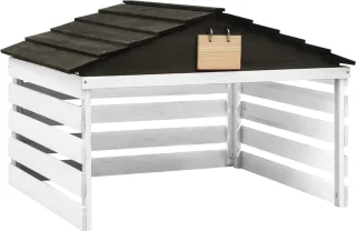vidaXL Overkapping grasmaaier vurenhout 78x74x54 cm zwart wit
