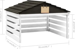 vidaXL Overkapping grasmaaier vurenhout 78x74x54 cm zwart wit