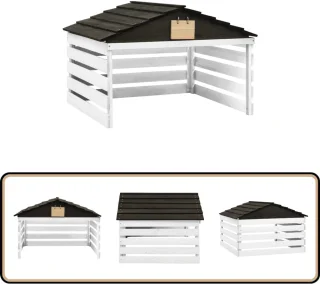 vidaXL Overkapping grasmaaier vurenhout 78x74x54 cm zwart wit