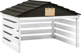 vidaXL Overkapping grasmaaier vurenhout 78x74x54 cm zwart wit