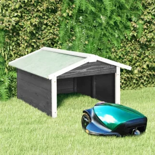 vidaXL Vurenhouten Overkapping Grasmaaier 72x87x50 cm Mokka Wit