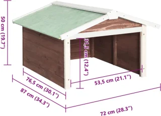 vidaXL Vurenhouten Overkapping Grasmaaier 72x87x50 cm Mokka Wit