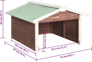 vidaXL Vurenhouten Overkapping Grasmaaier 72x87x50 cm Mokka Wit