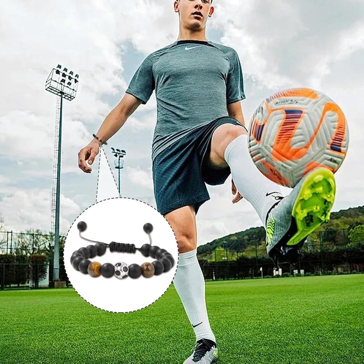 Voetbalarmband jongens edelsteen 1-12 jaar