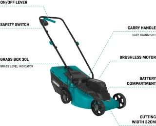 VONROC Accu Grasmaaier 20V 32 cm met 4.0Ah Accu en Snellader