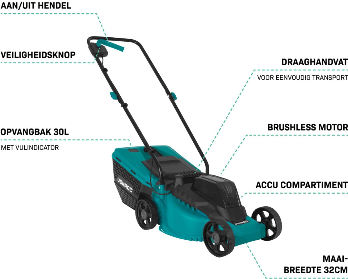 VONROC Accu Grasmaaier 20V 32 cm