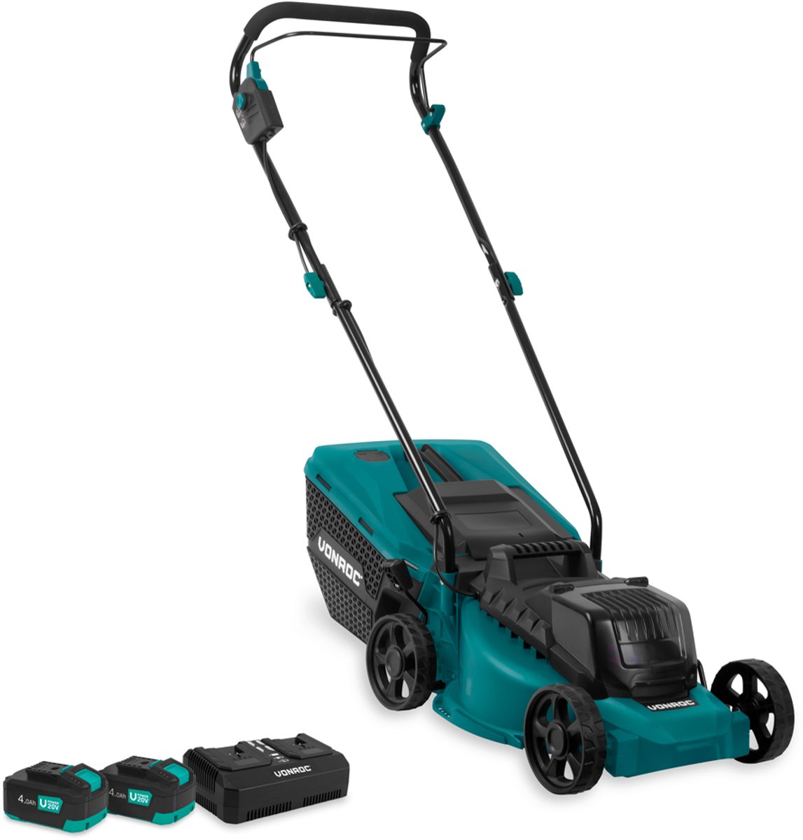 De VONROC Accu Grasmaaier 40V 33 cm inkl. Accu en Lader in één oogopslag