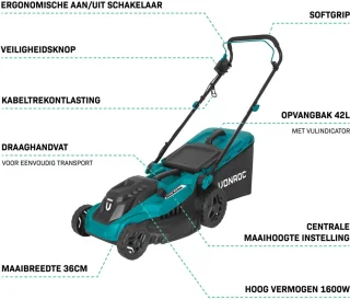 VONROC Grasmaaier 1600W 38 cm