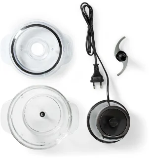 Minihakmolen - 500 W - 1000 ml - Glazen Kom - 1-Snelheid - Zwart / Roestvrij Staal