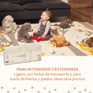 Dubbelzijdige speelmat voor baby's, 180 x 200 cm, opvouwbaar en comfortabel