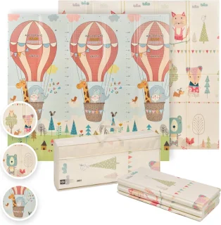Dubbelzijdige speelmat voor baby's, 180 x 200 cm, opvouwbaar en comfortabel