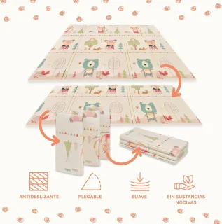 Dubbelzijdige speelmat voor baby's, 180 x 200 cm, opvouwbaar en comfortabel