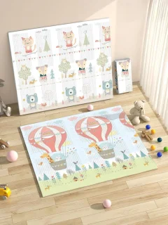 Dubbelzijdige speelmat voor baby's, 180 x 200 cm, opvouwbaar en comfortabel