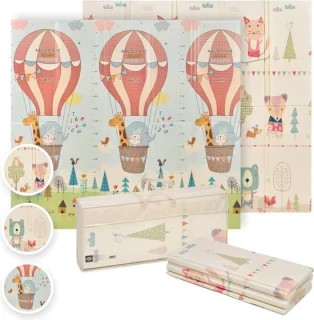 Dubbelzijdige speelmat voor baby's, 180 x 200 cm, opvouwbaar en comfortabel