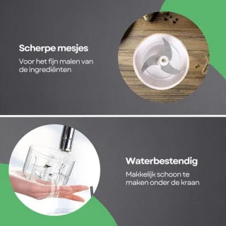 COCHO® Hakmolen elektrische - USB oplaadbal - Mini Portable Chopper - 250ml - Groen - Groentesijder