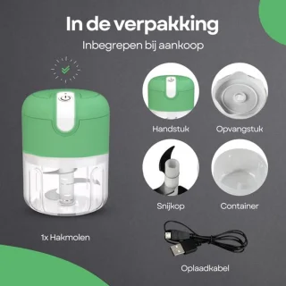 COCHO® Hakmolen elektrische - USB oplaadbal - Mini Portable Chopper - 250ml - Groen - Groentesijder
