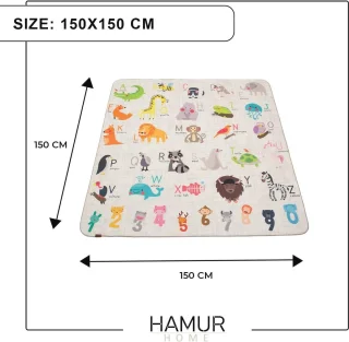 Antislip Opvouwbaar Speelkleed voor Kinderen - 150x150 cm - Wasbaar Babytapijt voor Speelkamers en Kinderkamers
