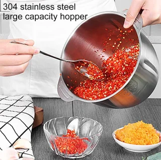 Hakmolen - Food Chopper - Elektrisch - 2 Snelheden - 250 W - 2 L - RVS Kom