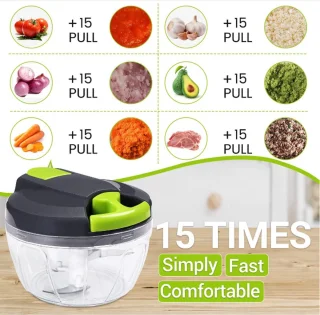 Kraftverdia® - Handmatig hakmolen-520 ml Mini Uienhakker-Uiensnijder Keuken-3 Roestvrijstalen Messen-Groentesnijder-2 stuks