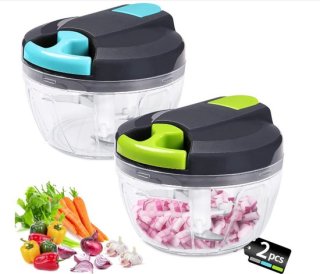 Kraftverdia® - Handmatig hakmolen-520 ml Mini Uienhakker-Uiensnijder Keuken-3 Roestvrijstalen Messen-Groentesnijder-2 stuks review