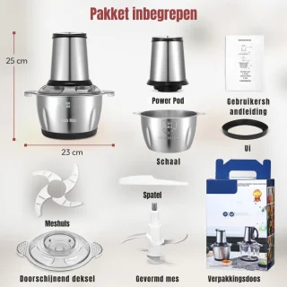 MMP® Hakmolen elektrisch - Hakmolen - Zilver - ‎30cm x 19cm x 19cm