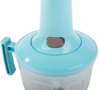 Handhakker - Groentehakker - Keukenmixer - Handmatige hakmolen - 2-in-1 hakker en mixer - Mini hakmolen - Groente snijder - RVS messen hakker - Blauw