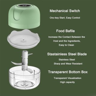 De Food Chopper - Draadloze Mini Knoflook Hakker 250ML - USB Opladen - Verwijderbare Keukenmachine voor Babyvoeding - Chili - Ui - Vlees in één oogopslag