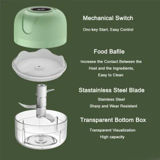 Food Chopper - Draadloze Mini Knoflook Hakker 250ML - USB Opladen - Verwijderbare Keukenmachine voor Babyvoeding - Chili - Ui - Vlees