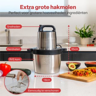 AoraKitchen Hakmolen 5L Elektrisch 2000W 2 Snelheden