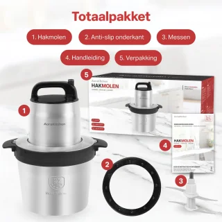 AoraKitchen Hakmolen 5L Elektrisch 2000W 2 Snelheden