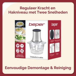 Beper P102ROB001 Elektrische Hakmolen 1.5L RVS