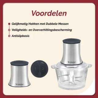 Beper P102ROB001 Elektrische Hakmolen 1.5L RVS