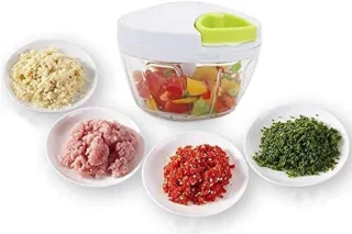 BORVAT Groentesnijder met Trekkoord 500ml RVS Hakmolen Wit