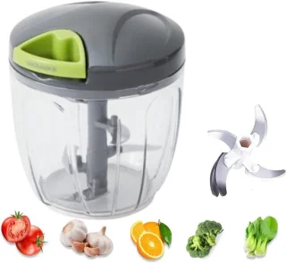 BORVAT® Groentesnijder Trekkoord 900ml RVS Hakmolen Grijs/Groen