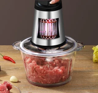 Cheffinger Hakmolen XL 2L 500W Glazen Kom