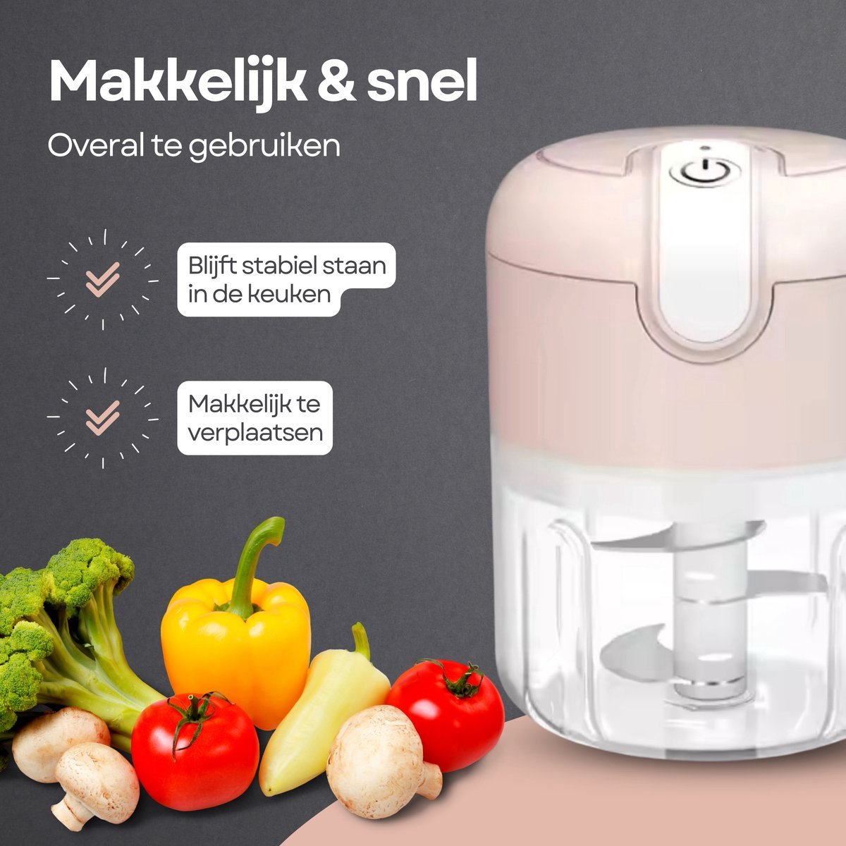 Wat vinden we goed aan de COCHO Hakmolen elektrisch USB 250ml roze